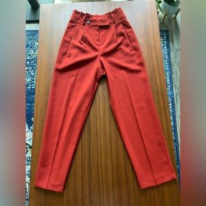 Top shop women’s red high waisted trousers with pleats in EUC size US 4.